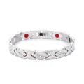 Elegant silver energy magnetic bracelet with sparkling crystals for women, metal - Silver (Red/White/Black Enamel)