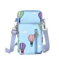 Small crossbody phone bag for women with hot air balloon print and heart zipper - S / Sky Blue Balloon