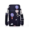 Mini blue crossbody phone bag with colorful hot air balloon and cloud prints - S / Blue Balloon Pattern