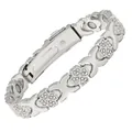 Elegant silver alloy magnetic energy bracelet with sparkling clover rhinestones for women - Heart-Shaped Four-Leaf Clover Bracelet / Silver