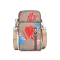 Kleine vertikale Umhängetasche aus Stoff mit Graffiti-Print und 3 Reißverschlüssen - S / Khaki Camouflage