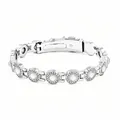 Silver-tone magnetic link bracelet with round crystal halos for women - YXMZ Series (YXMZ) Silver with White Rhinestone