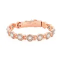Rose gold energy magnetic bracelet for women with rhinestone inlay and alloy links - YXMZ Series (YXMZ) Rose Gold with White Rhinestone