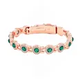 Elegant rose gold magnetic therapy bracelet with green stones and sparkling rhinestones. - YXMZ Series (YXMZ) Rose Gold with Green Rhinestone