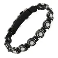 Elegant black alloy magnetic energy bracelet with premium sparkling rhinestones - Round White Rhinestone Style (YXMZ) / Black