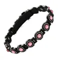 Black magnetic energy bracelet with pink crystals and rhinestones, adjustable alloy band - Round Pink Rhinestone Style (YXMZ) / Black