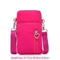 Fuchsiafarbene Mini-Umhängetasche für das Handy mit drei Lagen und Herz-Reißverschluss - S / Fuchsia