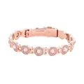 Rose gold magnetic therapy bracelet featuring pink crystals and pavé rhinestones for women - Round Pink Rhinestone Style (YXMZ) / Rose Gold