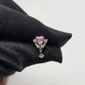 Orecchino per cartilagine in acciaio al titanio con cuore rosa e zirconi - Cuore Passione-Pezzo Singolo (Y175)