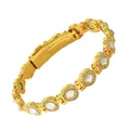 Gold-toned energy magnet bracelet with crystal accents for women, adjustable alloy link. - Round White Rhinestone Style (YXMZ) / Gold