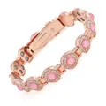 Elegant rose gold magnetic health bracelet with pink crystals and adjustable links for women - Double-row Magnetic Pink Rhinestone Style / Rose Gold