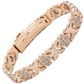 Rose gold magnetic therapy bracelet for women with rhinestone clover link design - Four-leaf Clover Style (SYC) / Rose Gold