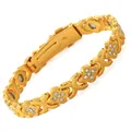 Elegant gold alloy magnetic health bracelet for women with rhinestone floral accents - Four-leaf Clover Style (SYC) / Gold