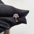 Elegante orecchino a perno a forma di chiave con gemma rosa in acciaio al titanio - Chiave del Cuore-Pezzo Singolo (Y177)