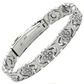 Elegant silver clover magnetic bracelet with sparkling rhinestone inlay for women fashion - Four-leaf Clover / Regular Fit / Silver