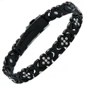 Elegant black alloy magnetic health bracelet with sparkling rhinestones for stylish women - Four-leaf Clover / Regular Fit / Black