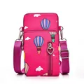 Rosa Mini-Handytasche zum Umhängen mit Heißluftballon-Muster und 3 praktischen Fächern - S / Rosenroter Ballon