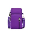 Kompakte violette Mini-Umhängetasche für Handys mit Herz-Reißverschluss-Detail. - S / Violett