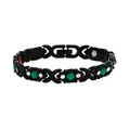 Fashionable black plated alloy energy magnet bracelet with green crystals for women - Green Zirconia Style / Black