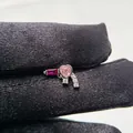 Elegante orecchino in acciaio al titanio con cuore rosa e pietre rosse lucenti - Arma di Eros-Pezzo Singolo (Y182)