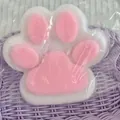 Large pink and white strawberry cat paw squishy decompression toy for stress relief - Pink and White Plush Cat Paw / 15cm Size / Pink White