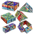 3D oneindige vouwpuzzelkubus met vintage illustraties voor stressvermindering - Levensstijl / Groot in Doos