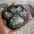 Giant black glitter cat paw squishy toy for stress relief and creative sensory play - Black White Glitter Cat Paw / 12cm Pieces / Black & Gold