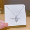 Elegante Halskette aus silbernem Titanstahl mit quadratischem Kristallanhänger für Damen - Quadratischer Zuckerstil (X034) / Silber
