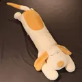 Kuscheliges langes Hunde-Plüschtier Körperkissen mit gelben Flecken, weicher Schlafgefährte - 60 cm / Weiß Grau Keine Kleidung