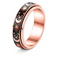 Anillo giratorio de acero inoxidable oro rosa con diseño grabado de sol luna estrella - US 5 / Anillo Spinner Celestial Alivio de Estrés / Rosa oro