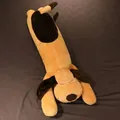 Adorable almohada de peluche de perro naranja largo con textura suave y orejas negras para cama - 60 cm / Marrón Gris Sin Ropa
