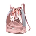 Professional metallic rose gold drawstring gym bag with independent shoe compartment - 36-55L / Light Pink