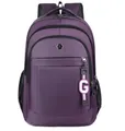 Durable purple Oxford fabric large capacity school backpack with decorative G letter pendant - 32*18*47cm / Deep purple