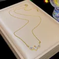 Elegante Halskette aus Titanstahl mit funkelnden Engelsflügeln und Herzanhänger-Design - Engelsflügel-Herzstil (X196) / 18K-Gold / Gold