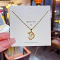Halskette aus Titanstahl im koreanischen Stil mit goldenem Mond- und Hasenanhänger - Mond mit Hasen Stil (X435) / 18K-Gold / Gold