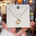 Halskette aus Titanstahl mit himmlischem Anhänger und lila Emaille in Goldoptik - Mond-Himmels-Design (X437) / 18K-Gold / Gold