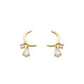 Boucles d'oreilles lune et goutte en argent sterling S925 plaqué or 14K avec zircon - Style Goutte d'eau de Lune / Argent 925 / Or 14 carats