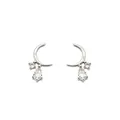 Boucles d'oreilles lune en argent S925 avec zircons pendants en forme de goutte. - Style Goutte d'eau de Lune / Argent 925 / Or blanc