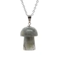 Collier pendentif champignon en pierre naturelle avec textures grises uniques pour tous - Pierre Flash (Labradorite)