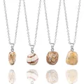 Cuatro tipos de collares con colgantes de piedra de paisaje natural irregular. - Jaspe