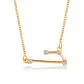 Elegant gold-tone constellation pendant necklace with sparkling cubic zirconia accents - Aries (6755) / Gold