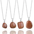 Conjunto de cuatro collares con colgantes de piedra natural en varias formas y plata - Jaspe Rojo