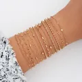 11-teiliges goldenes mehrlagiges Armband-Set mit Herzanhängern und eleganter Kordelkette - 11-teiliges Goldenes Mehrlagiges Armband-Set im Europäischen Stil (6222402HB) / 11er Pack / Gold