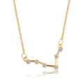 Elegant gold-tone zodiac constellation pendant necklace with shimmering cubic zirconia stones - Pisces (6762)