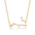 Elegant gold-toned zodiac constellation pendant necklace with sparkling cubic zirconia inlay - Gemini (6763)
