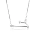Silver-toned constellation necklace with brilliant zircon stones on white background. - Aries (6767)
