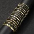 Set aus 11 minimalistischen goldfarbenen Kettenarmbändern mit Herz- und Perlendesign - 11-teiliges Goldenes Geometrisches Kettenset (6186802HB) / 11er Pack / Gold