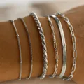 Silbernes Gliederketten-Set mit verschiedenen Stilen wie Seil- und Schlangenkette. - 6-teiliges Silbernes Gemischtes Ketten-Armband-Set (5900502HB) / 6er Set / Silber
