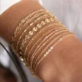 11-teiliges minimalistisches mehrlagiges Armband-Set in Goldoptik für modebewusste Damen - 11-teiliges Goldenes Mehrlagiges Armband-Set im Europäischen Stil (6236001HB) / 11er Pack / Gold