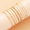 11-teiliges Set goldfarbene minimalistische Kettenarmbänder mit Perlen und Perlen für Damen - 11-teiliges Perlen-Mischkettenset (6236501HB) / 11er Pack / Gold
